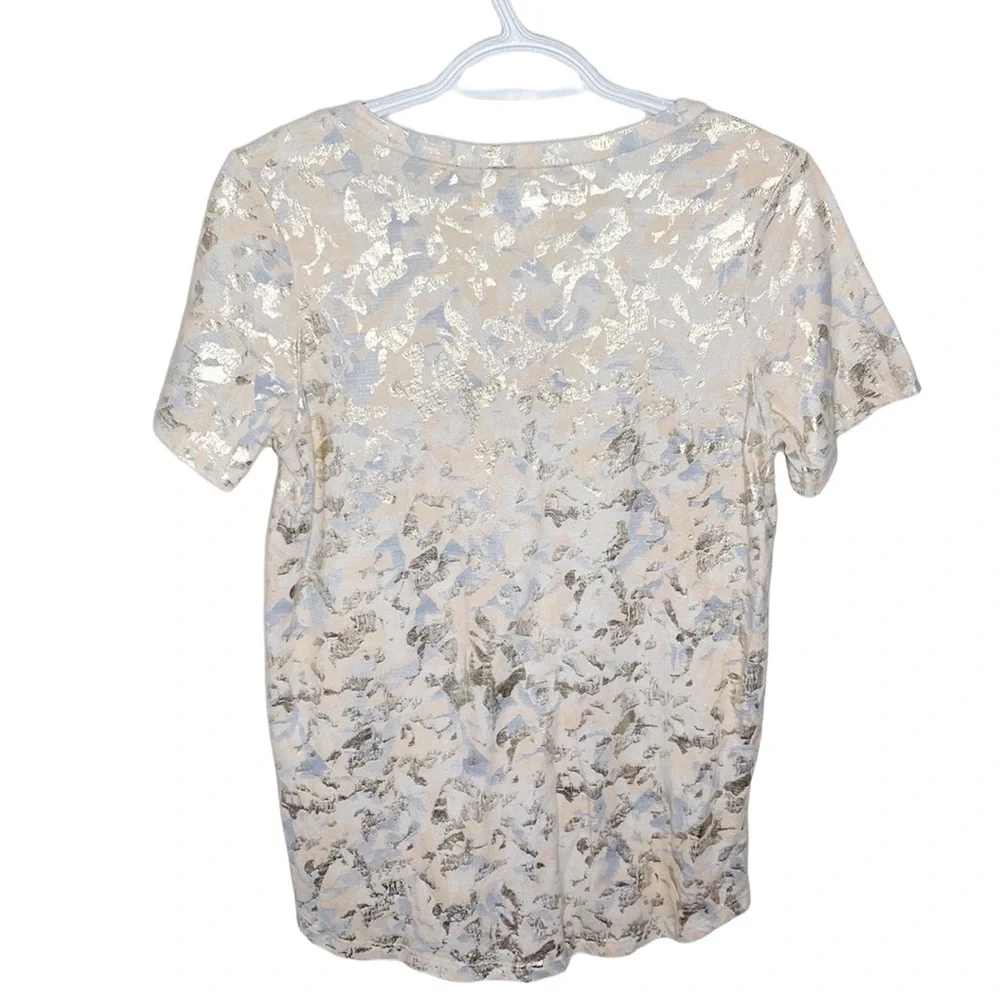 Sol Angeles x Anthropologie gold foiled floral v-neck t-shirt size XS